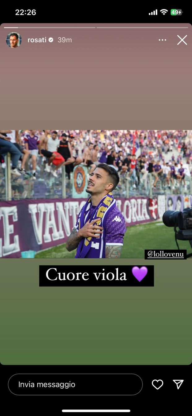 “Venuti, sei un esempio per tutti noi”. Da Igor a Dodò: tutti i messaggi viola- immagine 2