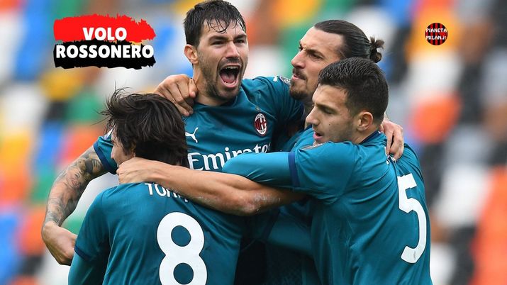 L'esultanza rossonera per la vittoria in Udinese-Milan 1-2 (Serie A 2020-2021) | AC Milan News (Getty Images) 