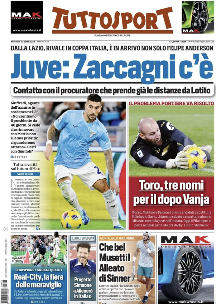 EDICOLA TS – Juve: Zaccagni c’è. Real-City, la fiera delle meraviglie - immagine 1