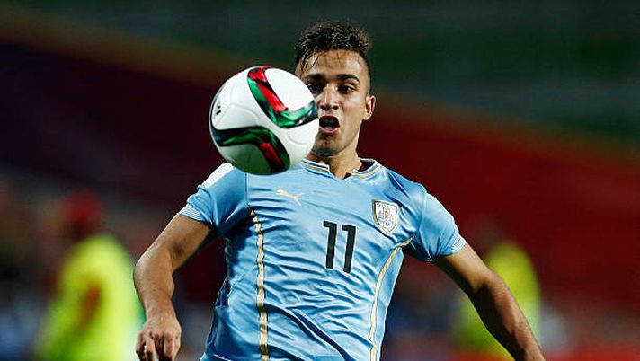 HAMILTON, NEW ZEALAND - JUNE 06:  Franco Acosta #11 of Uruguay in action during the FIFA U-20 World Cup New Zealand 2015 Group D match between Mali and Uruguay held at Waikato Stadium on June 6, 2015 in Hamilton, New Zealand.  (Photo by Dean Mouhtaropoulos - FIFA/FIFA via Getty Images) 