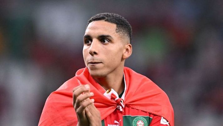 Morocco's midfielder #11 Abdelhamid Sabiri celebrates winning on penalty shoot-out the Qatar 2022 World Cup round of 16 football match between Morocco and Spain at the Education City Stadium in Al-Rayyan, west of Doha on December 6, 2022. (Photo by Kirill KUDRYAVTSEV / AFP) (Photo by KIRILL KUDRYAVTSEV/AFP via Getty Images) Sabiri: “Fiorentina, emozionato e felice. Ma fino a giugno prometto di dare tutto per la Samp” - immagine 1