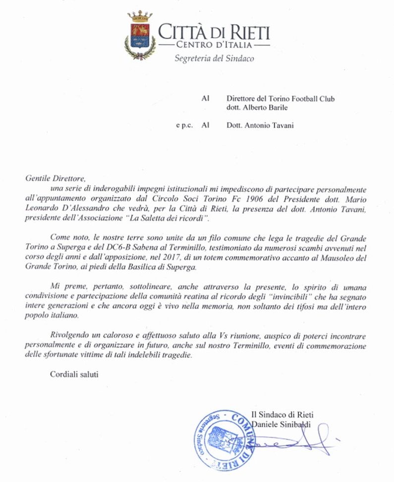 Il Torino e il Reatino uniti dal destino: consegnato un encomio speciale- immagine 2