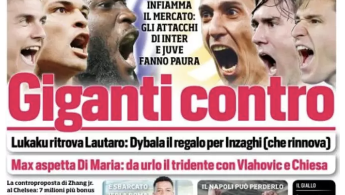 Prima Pagina, Corriere dello Sport: “Lukaku ritrova Lautaro. Max aspetta Di Maria”  prima pagina