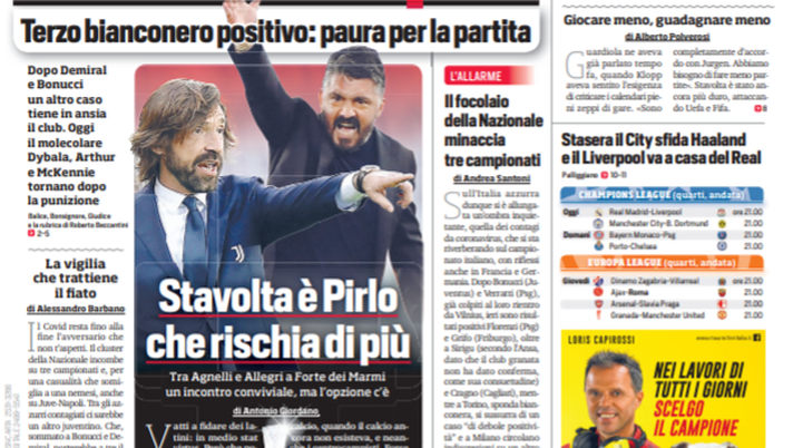 Prima Pagina, Corriere dello Sport: “Incubo Covid su Juve-Napoli. Ibra resta al Milan fino al 2022” 