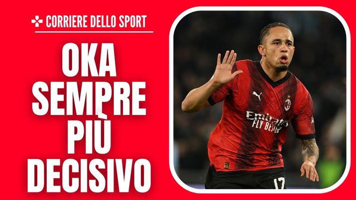 esultanza gol Noah Okafor AC Milan Lazio-Milan 0-1 Serie A 2023-2024