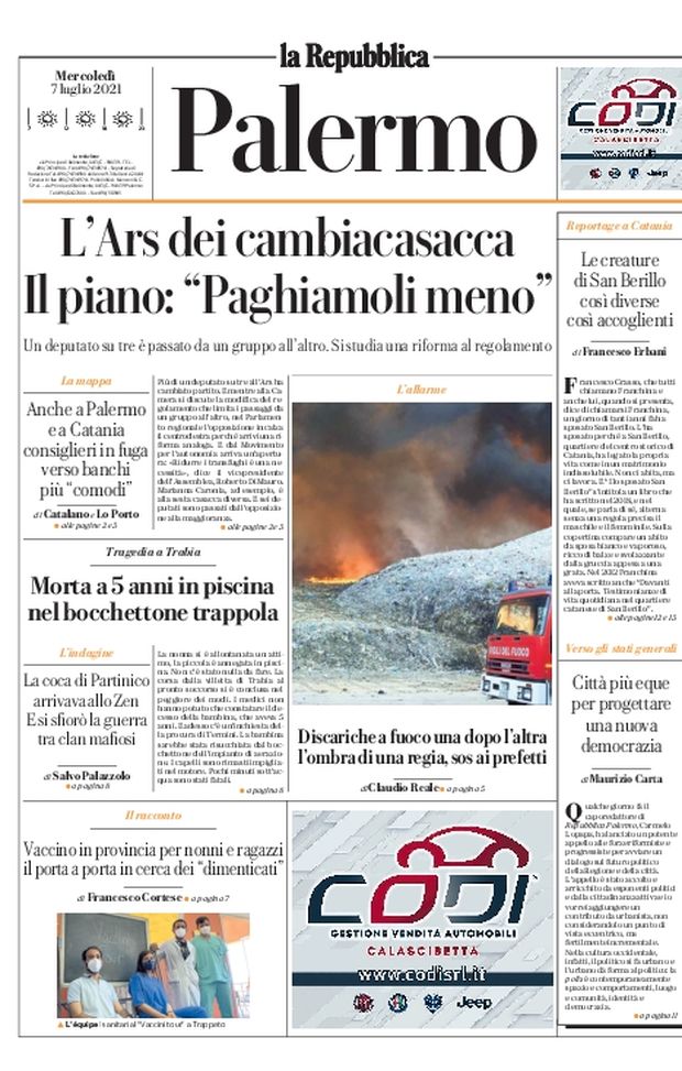 Prima Pagina, La Repubblica-Palermo: “Discariche a fuoco una dopo l’altra” Prima Pagina, La Repubblica-Palermo: “Discariche a fuoco una dopo l’altra”