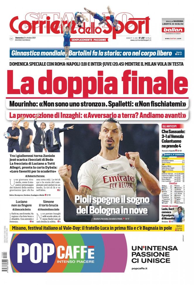 EDICOLA CDS – La doppia finale: Roma-Napoli e Inter-Juve, Milan vola in testa EDICOLA CDS – La doppia finale: Roma-Napoli e Inter-Juve, Milan vola in testa - immagine 1