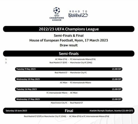 UFFICIALE – Champions, ci siamo: ecco date e orari della semifinale tra Inter e Milan- immagine 3