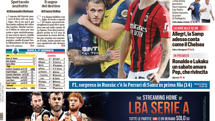 Prima Pagina, Corriere dello Sport: “Il nipote del Diavolo. Mau contro Mou” Prima Pagina, Corriere dello Sport: “Il nipote del Diavolo. Mau contro Mou”