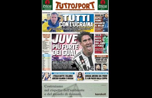 Prima Pagina, Tuttosport: “Tutti con l’Ucraina. Giroud-Lautaro, derby del gol” Prima Pagina