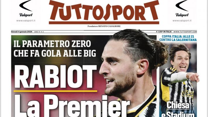 EDICOLA TS – Rabiot, la Premier è la Juve: da parametro zero fa gola alle big EDICOLA TS – Rabiot, la Premier è la Juve: da parametro zero fa gola alle big - immagine 1