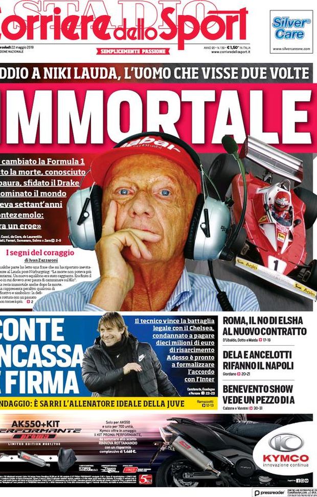 Prima Pagina, Corriere dello Sport: “Immortale. Conte incassa e firma. Benevento show”  Prima Pagina, Corriere dello Sport: “Immortale. Conte incassa e firma. Benevento show”