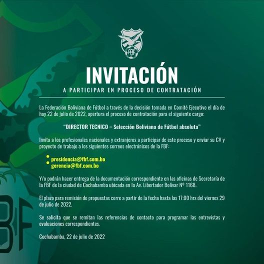 Mandateci un curriculum: così la Federcalcio boliviana cerca il nuovo Direttore tecnico…- immagine 4