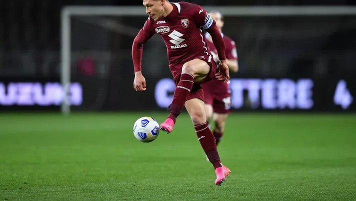 TURIN, ITALY - MAY 03:  Andrea Belotti of Torino FC in action during the Serie A match between Torino FC and Parma Calcio at Stadio Olimpico di Torino on May 3, 2021 in Turin, Italy.  (Photo by Valerio Pennicino/Getty Images)