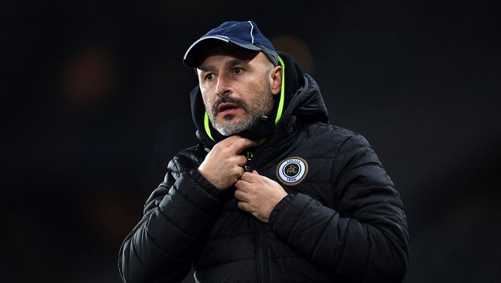 TURIN, ITALY - JANUARY 16: Vincenzo Italiano, Head Coach of Spezia looks on prior to the Serie A match between Torino FC and Spezia Calcio at Stadio Olimpico di Torino on January 16, 2021 in Turin, Italy. Sporting stadiums around Italy remain under strict restrictions due to the Coronavirus Pandemic as Government social distancing laws prohibit fans inside venues resulting in games being played behind closed doors. (Photo by Valerio Pennicino/Getty Images) TURIN, ITALY - JANUARY 16: Vincenzo Italiano, Head Coach of Spezia looks on prior to the Serie A match between Torino FC and Spezia Calcio at Stadio Olimpico di Torino on January 16, 2021 in Turin, Italy. Sporting stadiums around Italy remain under strict restrictions due to the Coronavirus Pandemic as Government social distancing laws prohibit fans inside venues resulting in games being played behind closed doors. (Photo by Valerio Pennicino/Getty Images)