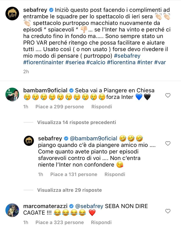 Frey si lamenta, Zamorano duro: “Vai a piangere”. E Materazzi: “Non dire cagate”- immagine 2