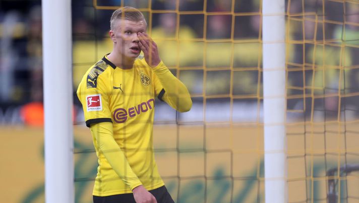 DORTMUND, GERMANY - FEBRUARY 01: Erling Haaland of Dortmund is seen during the Bundesliga match between Borussia Dortmund and 1. FC Union Berlin at Signal Iduna Park on February 01, 2020 in Dortmund, Germany. (Photo by Lars Baron/Bongarts/Getty Images) DORTMUND, GERMANY - FEBRUARY 01: Erling Haaland of Dortmund is seen during the Bundesliga match between Borussia Dortmund and 1. FC Union Berlin at Signal Iduna Park on February 01, 2020 in Dortmund, Germany. (Photo by Lars Baron/Bongarts/Getty Images)