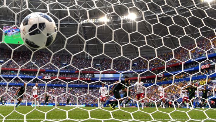 SAMARA, RUSSIA - JUNE 21: Mile Jedinak of Australia scores past Kasper Schmeichel of Denmark his team's first goal from the penalty spot during the 2018 FIFA World Cup Russia group C match between Denmark and Australia at Samara Arena on June 21, 2018 in Samara, Russia. (Photo by Stu Forster/Getty Images) SAMARA, RUSSIA - JUNE 21: Mile Jedinak of Australia scores past Kasper Schmeichel of Denmark his team's first goal from the penalty spot during the 2018 FIFA World Cup Russia group C match between Denmark and Australia at Samara Arena on June 21, 2018 in Samara, Russia. (Photo by Stu Forster/Getty Images)