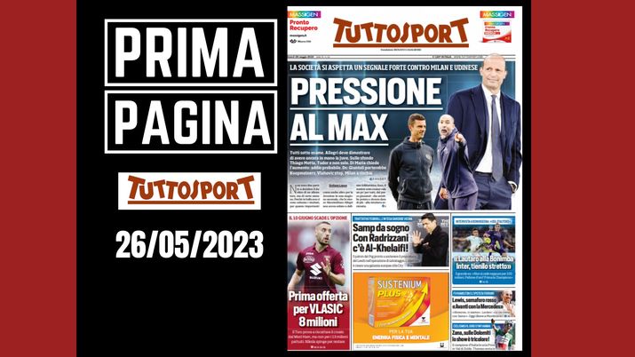 Prima pagina Tuttosport: 'Pressione al Max'