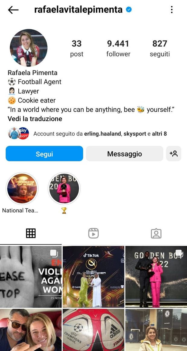 Rafaela Pimenta, la procuratrice di Bennacer tifa Milan? L'indizio social (screen instagram pimenta) Rafaela Pimenta, la procuratrice di Bennacer tifa Milan? L'indizio social (screen instagram pimenta)