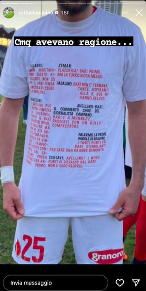 Bari, Pucino festeggia la B con una maglia sfottò: quelle parole di Baldini…  Bari, Pucino festeggia la B con una maglia sfottò: quelle parole di Baldini… - immagine 1