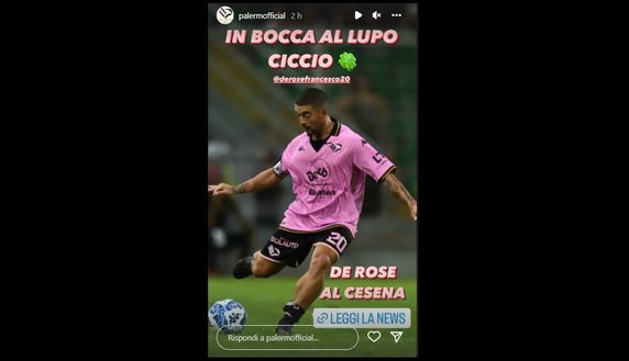 Palermo, il club saluta su Instagram l’ex capitano De Rose: “In bocca al lupo Ciccio” De Rose