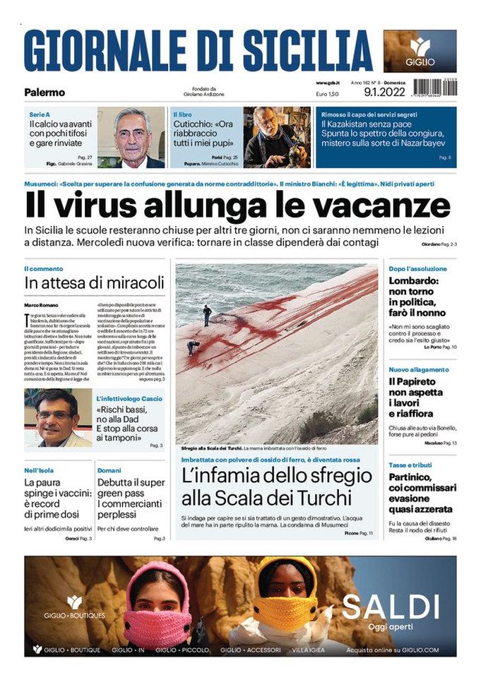 Prima Pagina, Giornale di Sicilia: “Il calcio continua con pochi tifosi e gare rinviate” Prima Pagina, Giornale di Sicilia: “Il calcio continua con pochi tifosi e gare rinviate” - immagine 1