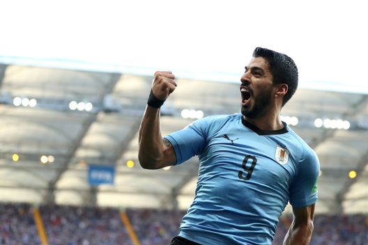 ROSTOV-ON-DON, RUSSIA - JUNE 20: Luis Suarez of Uruguay celebrates after scoring his team's first goal during the 2018 FIFA World Cup Russia group A match between Uruguay and Saudi Arabia at Rostov Arena on June 20, 2018 in Rostov-on-Don, Russia. (Photo by Ryan Pierse/Getty Images) ROSTOV-ON-DON, RUSSIA - JUNE 20: Luis Suarez of Uruguay celebrates after scoring his team's first goal during the 2018 FIFA World Cup Russia group A match between Uruguay and Saudi Arabia at Rostov Arena on June 20, 2018 in Rostov-on-Don, Russia. (Photo by Ryan Pierse/Getty Images)