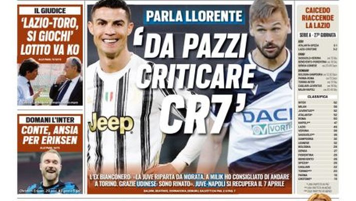 Prima Pagina, Tuttosport: “Da pazzi criticare CR7! Tutti vogliono super Kessie, Milan blindalo&#8221; 