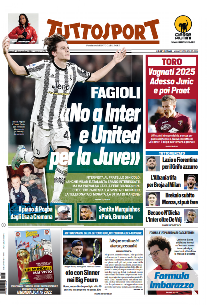 EDICOLA / TS: Inter oltre de Vrij: due nomi. Fagioli? “Nerazzurri interessati, ma…” EDICOLA / TS: Inter oltre de Vrij: due nomi. Fagioli? “Nerazzurri interessati, ma…” - immagine 1