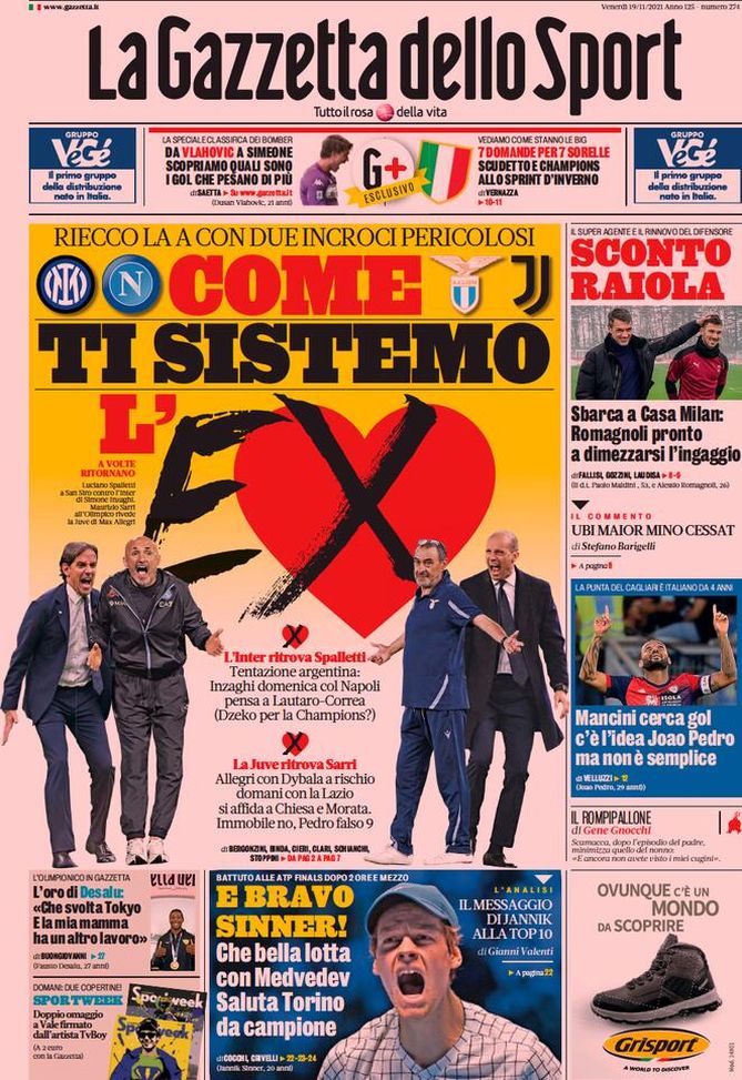 Prima Pagina, La Gazzetta dello Sport: “Riecco la A con due incroci pericolosi”  Prima Pagina