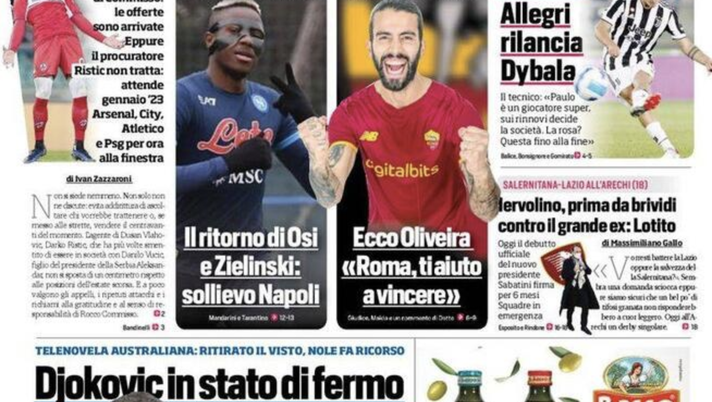 Prima Pagina, Corriere dello Sport: “Vlahovic a zero. Allegri rilancia Dybala” prima pagina