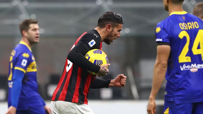 MILAN, ITALY - DECEMBER 13: Theo Hernandez of A.C. Milan celebrates after scoring their team's first goal during the Serie A match between AC Milan and Parma Calcio at Stadio Giuseppe Meazza on December 13, 2020 in Milan, Italy. Sporting stadiums around Italy remain under strict restrictions due to the Coronavirus Pandemic as Government social distancing laws prohibit fans inside venues resulting in games being played behind closed doors. (Photo by Marco Luzzani/Getty Images) MILAN, ITALY - DECEMBER 13: Theo Hernandez of A.C. Milan celebrates after scoring their team's first goal during the Serie A match between AC Milan and Parma Calcio at Stadio Giuseppe Meazza on December 13, 2020 in Milan, Italy. Sporting stadiums around Italy remain under strict restrictions due to the Coronavirus Pandemic as Government social distancing laws prohibit fans inside venues resulting in games being played behind closed doors. (Photo by Marco Luzzani/Getty Images)