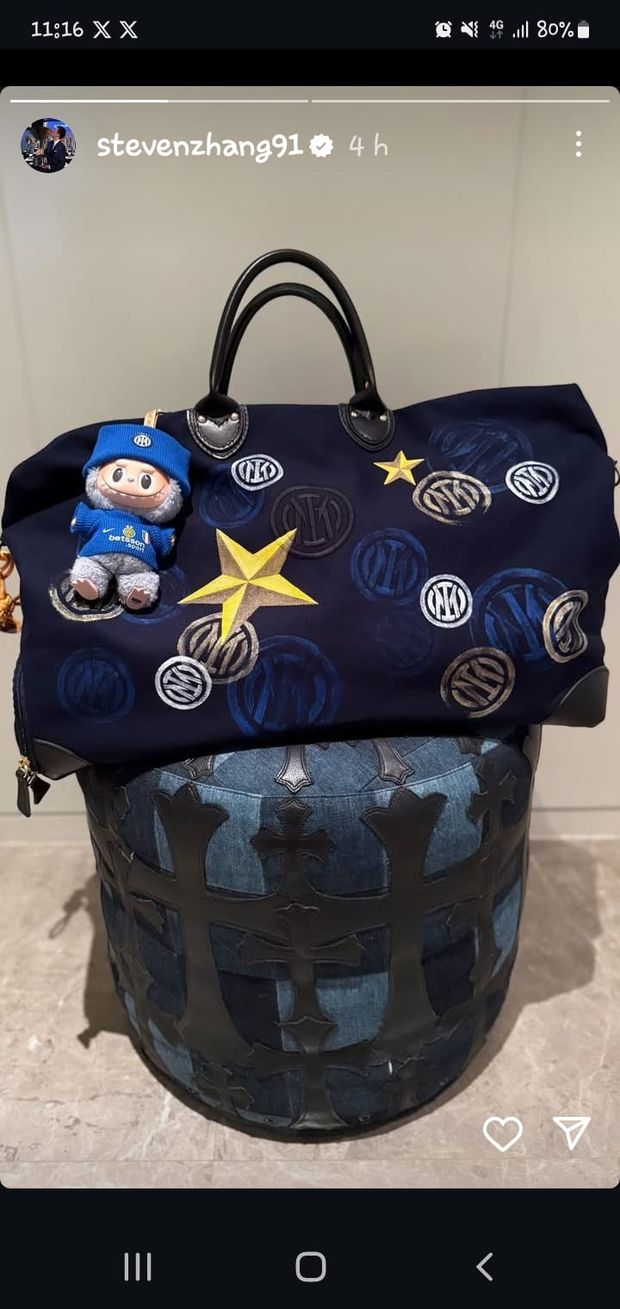 Zhang, borsone Inter con Labubu speciale e tagga Thuram- immagine 2