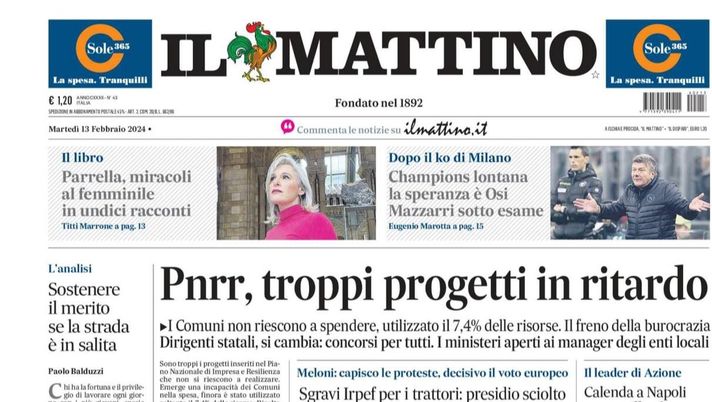 prima pagina il mattino oggi