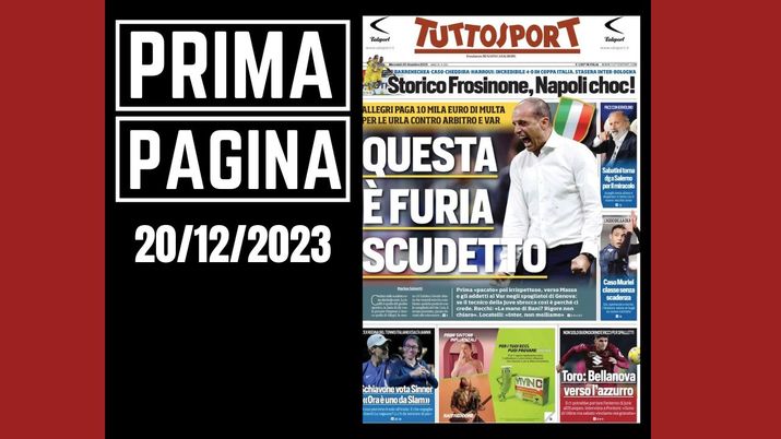 Tuttosport, la prima pagina di oggi, mercoledì 20 dicembre 2023 Tuttosport