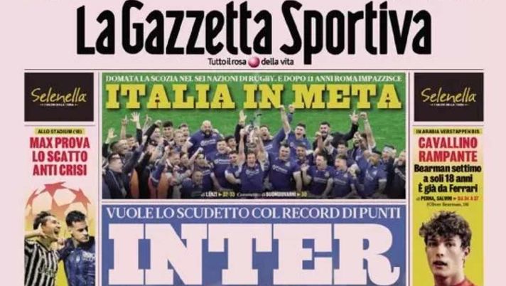 PRIMA PAGINA GAZZETTA DELLO SPORT OGGI: “Inter, scudetto col record di punti” - immagine 1