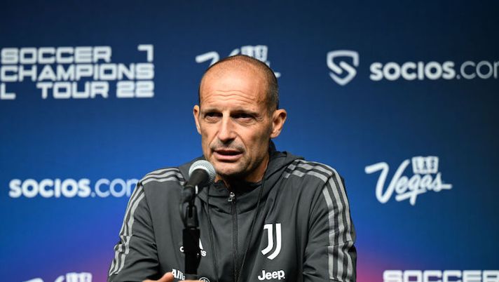 LAS VEGAS, NV - JULY 21: Massimiliano Allegri of Juventus during a press conference at Allegiant Stadium on July 21, 2022 in Las Vegas, United States. (Photo by Daniele Badolato - Juventus FC/Juventus FC via Getty Images) Allegri: “Scudetto? Abbiamo il dovere di vincerlo! Bremer, Di Maria, Pogba, McKennie, Gatti…” - immagine 1