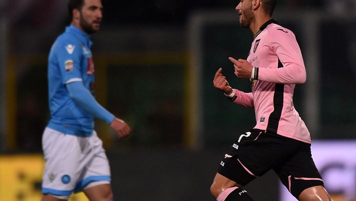 Lazaar in gol durante Palermo-Napoli 3-1 