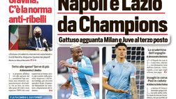 Prima Pagina, Corriere dello Sport: “Napoli e Lazio da Champions. Minacce shock al figlio di Pirlo”