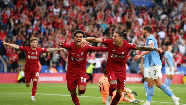 Liverpool-Manchester City, l'esultanza di Darwin Nunez dopo il gol del 3-1