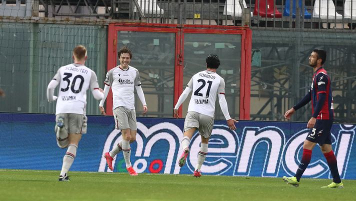 CROTONE, ITALY - MARCH 20: Andreas Skov Olsen of Bologna celebrates after scoring his team's third goal during the Serie A match between FC Crotone and Bologna FC at Stadio Comunale Ezio Scida on March 20, 2021 in Crotone, Italy. (Photo by Maurizio Lagana/Getty Images) CROTONE, ITALY - MARCH 20: Andreas Skov Olsen of Bologna celebrates after scoring his team's third goal during the Serie A match between FC Crotone and Bologna FC at Stadio Comunale Ezio Scida on March 20, 2021 in Crotone, Italy. (Photo by Maurizio Lagana/Getty Images)