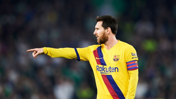 SEVILLE, SPAIN - FEBRUARY 09: Lionel Messi of FC Barcelona reacts during the Liga match between Real Betis Balompie and FC Barcelona at Estadio Benito Villamarin on February 09, 2020 in Seville, Spain. (Photo by Aitor Alcalde/Getty Images) SEVILLE, SPAIN - FEBRUARY 09: Lionel Messi of FC Barcelona reacts during the Liga match between Real Betis Balompie and FC Barcelona at Estadio Benito Villamarin on February 09, 2020 in Seville, Spain. (Photo by Aitor Alcalde/Getty Images)