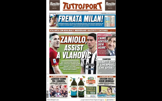 Prima Pagina, Tuttosport: “Frenata Milan! Zaniolo, assist a Vlahovic” Prima Pagina