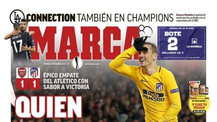 Prima Pagina, Marca: “Chi resiste…vince! Epico pareggio dell’Atletico. Lucas e Asensio: la coppia che ha spodestato la BBC. Barcellona: Iniesta annuncia il suo addio…” Prima Pagina, Marca: “Chi resiste…vince! Epico pareggio dell’Atletico. Lucas e Asensio: la coppia che ha spodestato la BBC. Barcellona: Iniesta annuncia il suo addio…”