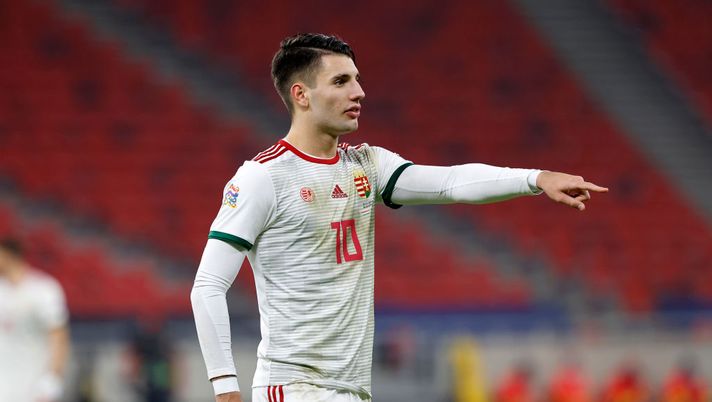 BUDAPEST, HUNGARY - NOVEMBER 15: Dominik Szoboszlai of Hungary gestures during the UEFA Nations League group stage match between Hungary and Serbia at Puskas Arena on November 15, 2020 in Budapest, Hungary. Football Stadiums around Europe remain empty due to the Coronavirus Pandemic as Government social distancing laws prohibit fans inside venues resulting in fixtures being played behind closed doors. (Photo by Laszlo Szirtesi/Getty Images) BUDAPEST, HUNGARY - NOVEMBER 15: Dominik Szoboszlai of Hungary gestures during the UEFA Nations League group stage match between Hungary and Serbia at Puskas Arena on November 15, 2020 in Budapest, Hungary. Football Stadiums around Europe remain empty due to the Coronavirus Pandemic as Government social distancing laws prohibit fans inside venues resulting in fixtures being played behind closed doors. (Photo by Laszlo Szirtesi/Getty Images)