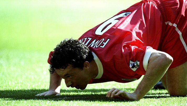 3 Apr 1999: Robbie Fowler of Liverpool mimicks cocaine snorting to celebrate his first goal against Everton in the FA Carling Premiership match at Anfield in Liverpool, England. Liverpool won 3-2. Mandatory Credit: Ross Kinnaird /Allsport 3 Apr 1999: Robbie Fowler of Liverpool mimicks cocaine snorting to celebrate his first goal against Everton in the FA Carling Premiership match at Anfield in Liverpool, England. Liverpool won 3-2. Mandatory Credit: Ross Kinnaird /Allsport