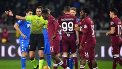 Torino, un solo precedente con Colombo: il rosso a Singo cambiò la partita