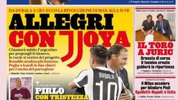 Prima Pagina, La Gazzetta dello Sport: “Allegri con Joya, Pirlo con tristezza. Hakimi al PSG”