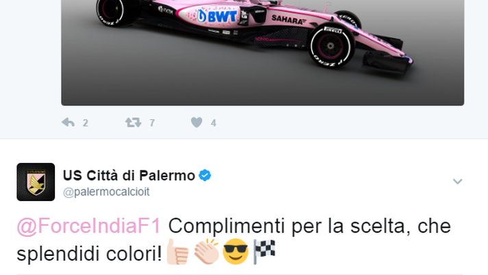 FOTO Force India presenta livrea 2017: “Palermo, ti piace?”. E il club rosa risponde 